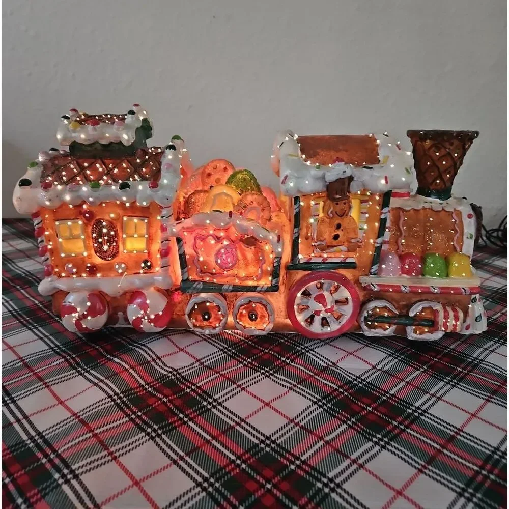 Gingerbread Cookies Fiber Optic Lighted Holiday Train